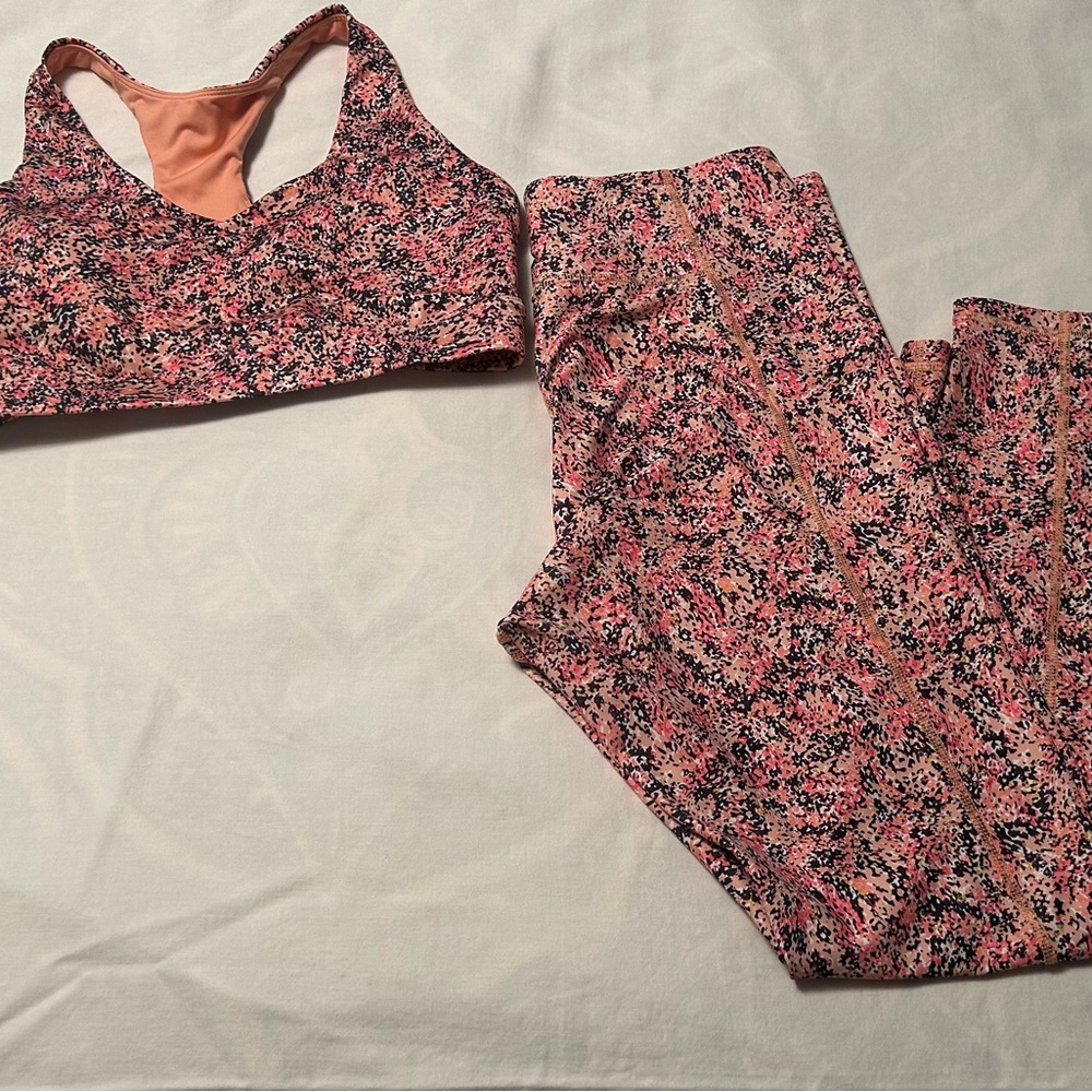 Tek Gear Pink and Black Racerback Sports Bra and leggings